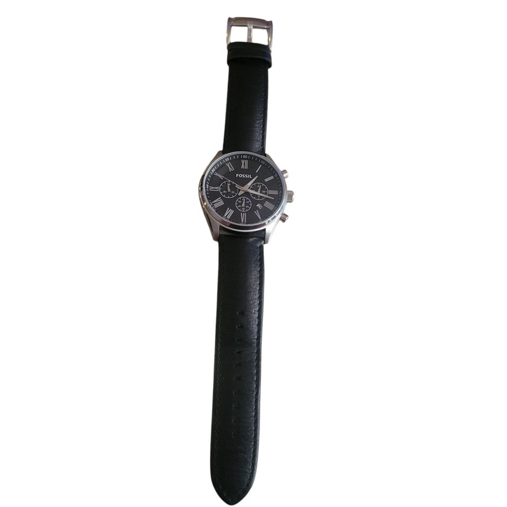 Fossil Men Chronograph Date Watch – Black Dial – Unusual Hands – New Battery